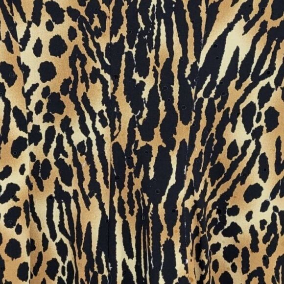 Vintage 80's Cache Mini Dress 2 Black Animal Leopard Long Sleeve Tunic Shift Mod - Picture 3 of 12